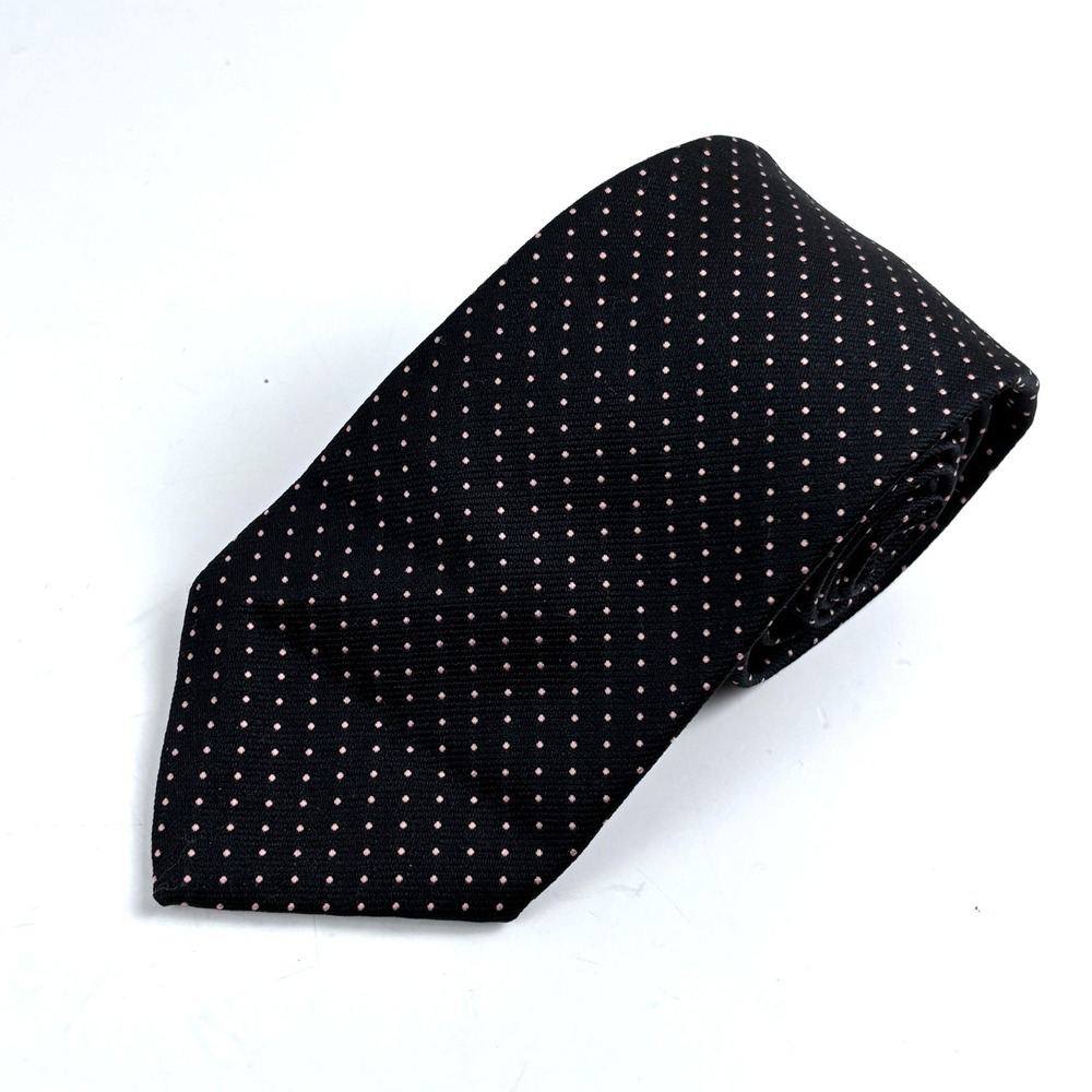 Marquis Necktie Mens OS Black Pink Polka Dot Silk Blend Business Tie Preppy Prom